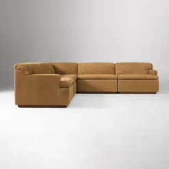 West Elm Calvin Leather 5-Piece L-Shaped Sectional (113")