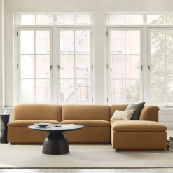 West Elm Calvin Leather 4-Piece Ottoman Sectional (113.5")