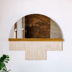 West Elm Candice Luter Duet Fringe Half Circle Wall Mirror w/ Accent Bar