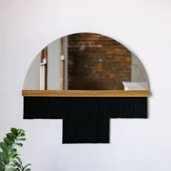 West Elm Candice Luter Duet Fringe Half Circle Wall Mirror w/ Accent Bar