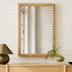 West Elm Cantilever Textured Wood Wall Mirror