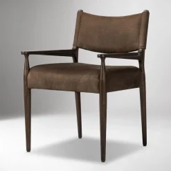 West Elm Carryn Leather Dining Arm Chair