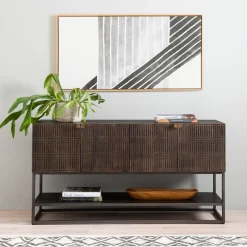 West Elm Carved Mango Wood Media Console (56")