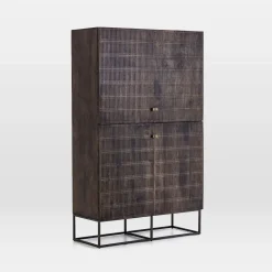 West Elm Carved Mango Wood Tall Cabinet (47")
