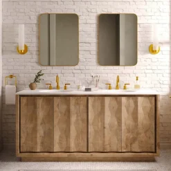 West Elm Carved Pattern Double Bathroom Vanity (68")