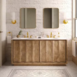 West Elm Carved Pattern Double Bathroom Vanity (68")