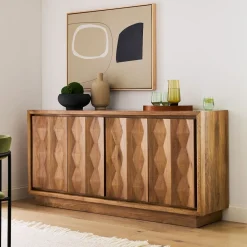 West Elm Carved Pattern Solid Wood Buffet (72")