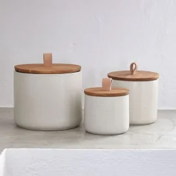 West Elm Casafina Pacifica Wood Top Stoneware Canister