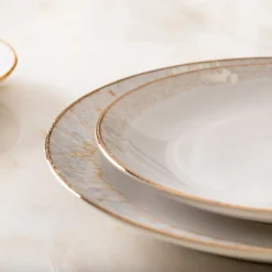 West Elm Casafina Taormina Stoneware Gold-Rimmed Dinner Plates (Set of 4)