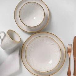 West Elm Casafina Taormina Stoneware Gold-Rimmed Dinnerware
