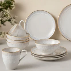 West Elm Casafina Taormina Stoneware Gold-Rimmed Mugs (Set of 4)