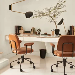 West Elm Cash Leather Swivel Office Chair