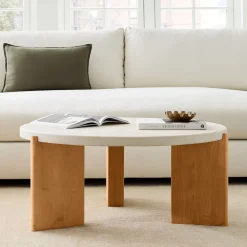 West Elm Cassian Concrete Top Coffee Table