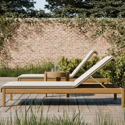 West Elm Cassis Outdoor Teak Stacking Chaise Lounge