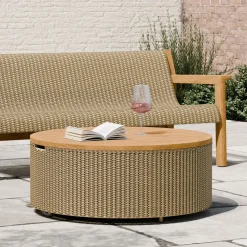 West Elm Cassis Outdoor Teak Storage Coffee Table (32")