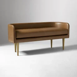 West Elm Celine Leather Bench - Metal Legs