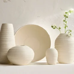 West Elm Ceramic Fluted Vases & Centerpiece Bowl