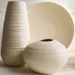 West Elm Ceramic Fluted Vases & Centerpiece Bowl