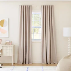 West Elm Chambray Tack Stripe Blackout Curtain