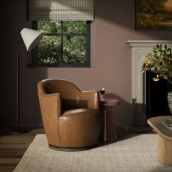 West Elm Citrino Petite Leather Swivel Chair