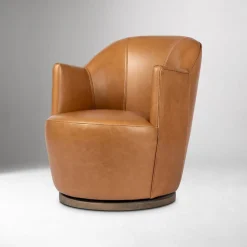 West Elm Citrino Petite Leather Swivel Chair