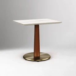 West Elm Claire Restaurant Dining Table - Porcelain w/ Protective Metal Bumper - Rectangle
