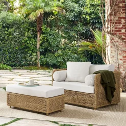 West Elm Coastal Outdoor Lounge Chair & Ottoman Set