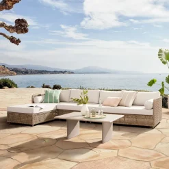West Elm Coastal Wicker Outdoor 3-Piece Chaise Sectional (130")