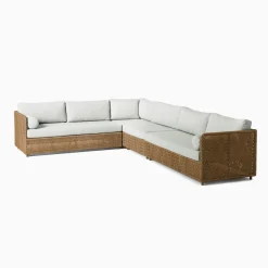 West Elm Coastal Wicker Outdoor 4-Piece L-Shaped Sectional (131")