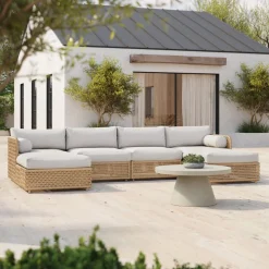 West Elm Coastal Wicker Outdoor 4-Piece U-Shaped Sectional (128")