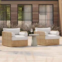 West Elm Coastal Wicker Outdoor Swivel Chair