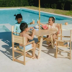 Kids West Elm Coco Village Patio Chairs, Table & Umbrella Set