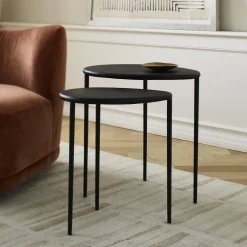West Elm Colin King Bronze-Finished Nesting Side Tables (15.5"–19")
