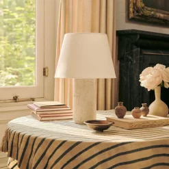 West Elm Colin King Travertine Table Lamp (20")