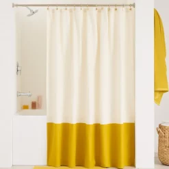 West Elm Colorblock Canvas Shower Curtain
