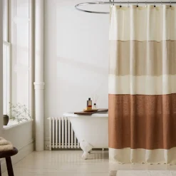 West Elm Colorblocked European Flax Linen Shower Curtain