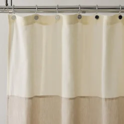 West Elm Colorblocked European Flax Linen Shower Curtain