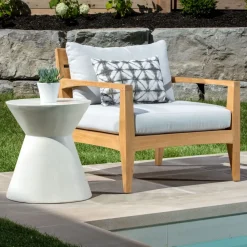 West Elm Concrete Outdoor Hourglass Side Table (17.5")