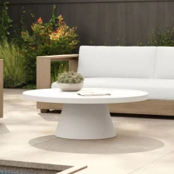 West Elm Concrete Pedestal Indoor/Outdoor Round Coffee Table (–)