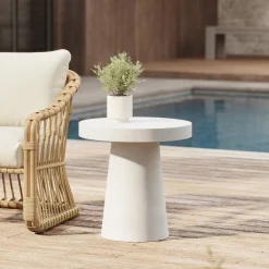 West Elm Concrete Pedestal Indoor/Outdoor Round Side Table (–)