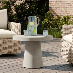 West Elm Concrete Pedestal Indoor/Outdoor Round Side Table (–)