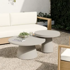 West Elm Concrete Pedestal Outdoor Nesting Coffee Tables (24"–44")
