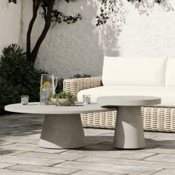 West Elm Concrete Pedestal Outdoor Nesting Coffee Tables (24"–44")
