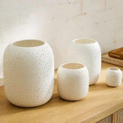 West Elm Constellation Pierced Ceramic Candleholders