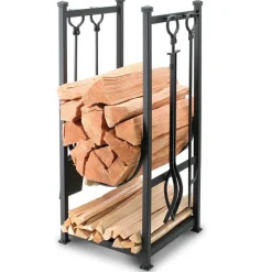 West Elm Contemporary Fireplace Log Holder & Tool Duo