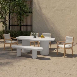 West Elm Contemporary Indoor/Outdoor Concrete Dining Bench (68")