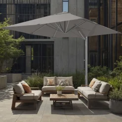 West Elm Contract Grade 10' Square Cantilever Outdoor Patio Umbrella - Rustproof Aluminum Frame with Base