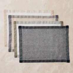 West Elm Contrast Border Linen Placemats