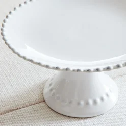 West Elm Costa Nova Pearl White Stoneware Footed Plate