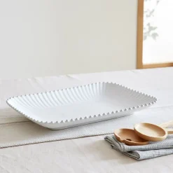 West Elm Costa Nova Pearl White Stoneware Large Rectangular Platter